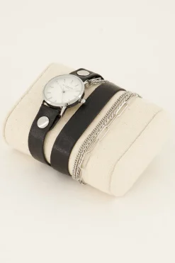 My Jewellery Montre Noire à Double Bracelet Discount