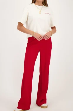 My Jewellery Pantalon à Plis Rouge Bordeaux Best