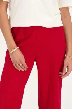 My Jewellery Pantalon à Plis Rouge Bordeaux Best
