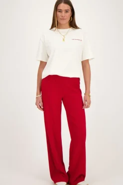 My Jewellery Pantalon à Plis Rouge Bordeaux Best