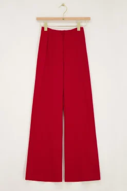 My Jewellery Pantalon à Plis Rouge Bordeaux Best