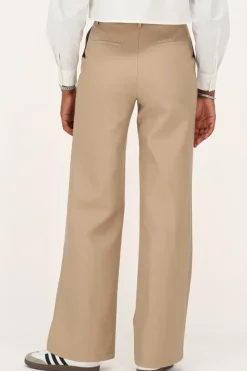 My Jewellery Pantalon Aspect Cuir Beige Avec Poches Clearance