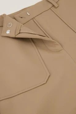 My Jewellery Pantalon Aspect Cuir Beige Avec Poches Clearance