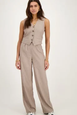 My Jewellery Pantalon Beige à Fines Rayures Clearance