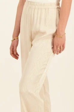 My Jewellery Pantalon Beige En Jacquard Effet Satin New