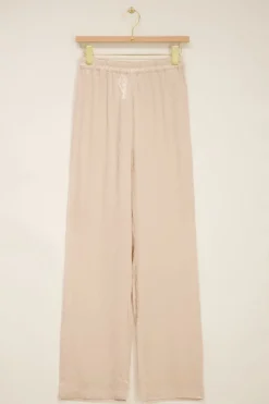 My Jewellery Pantalon Beige En Jacquard Effet Satin New