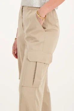My Jewellery Pantalon Cargo Avec Taille élastique Beige Clearance