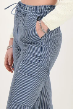 My Jewellery Pantalon Cargo Large à Rayures Bleues Clearance