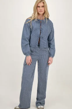 My Jewellery Pantalon Cargo Large à Rayures Bleues Clearance