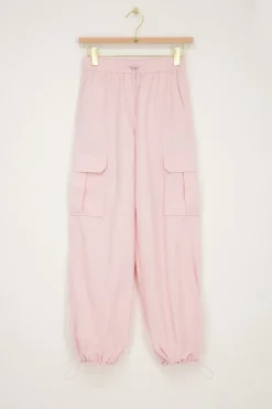 My Jewellery Pantalon Cargo Rose Pâle Avec Ceinture élastique Fashion