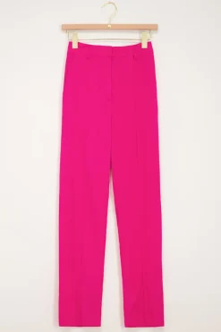 My Jewellery Pantalon Droit Rose En Lin Sale