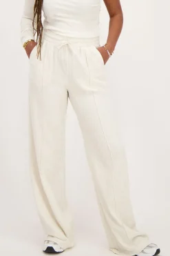 My Jewellery Pantalon En Lin Beige à Pinces Outlet