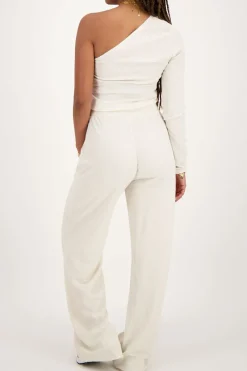 My Jewellery Pantalon En Lin Beige à Pinces Outlet