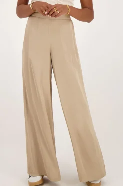 My Jewellery Pantalon En Satin Avec Ceinture élastique Beige Sale