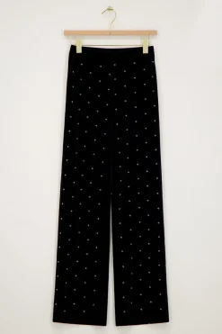 My Jewellery Pantalon En Velours Noir Avec Perles Best