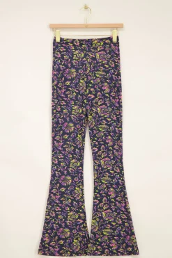 My Jewellery Pantalon Flared Bleu Marine à Imprimé Cachemire Sale