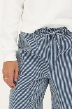 My Jewellery Pantalon Large à Rayures es Et Blanches Avec Ceinture élastique Bleu Sale