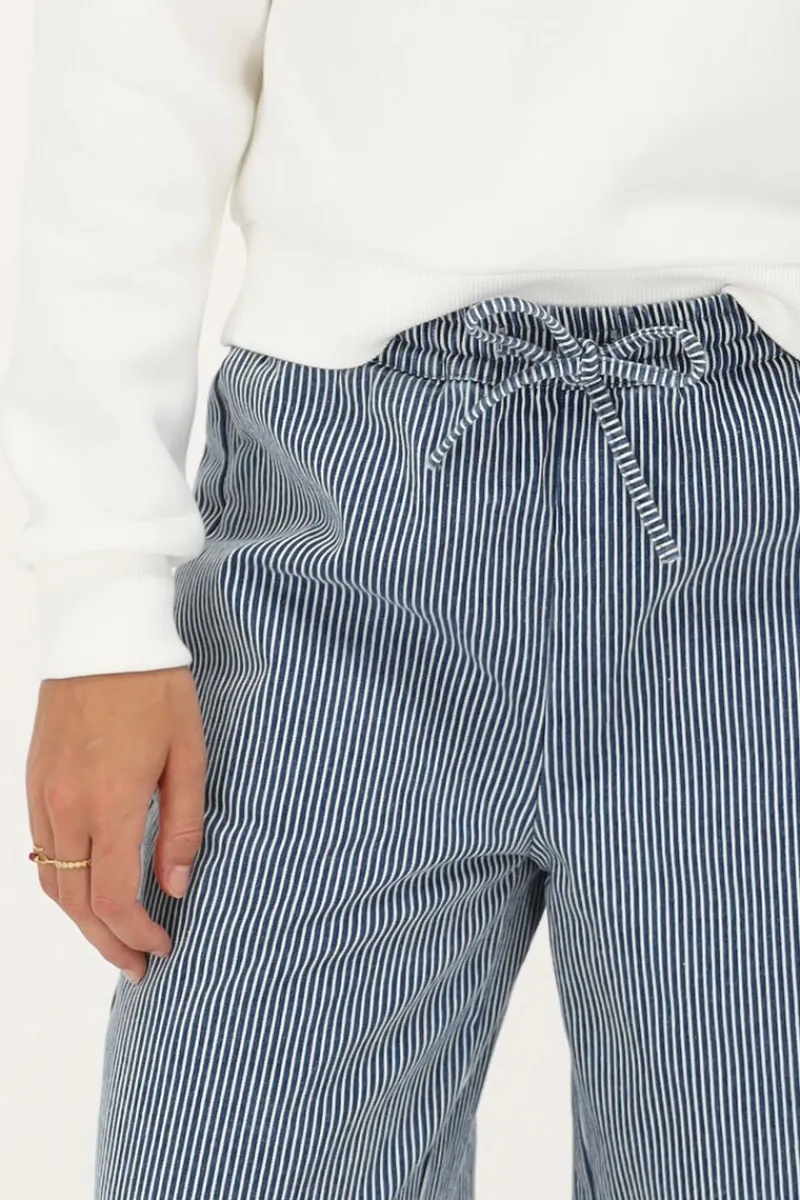 My Jewellery Pantalon Large à Rayures es Et Blanches Avec Ceinture élastique Bleu Sale
