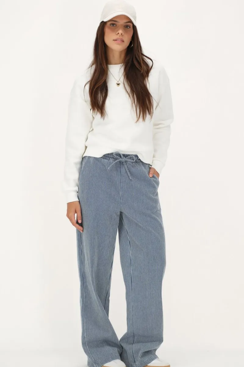 My Jewellery Pantalon Large à Rayures es Et Blanches Avec Ceinture élastique Bleu Sale