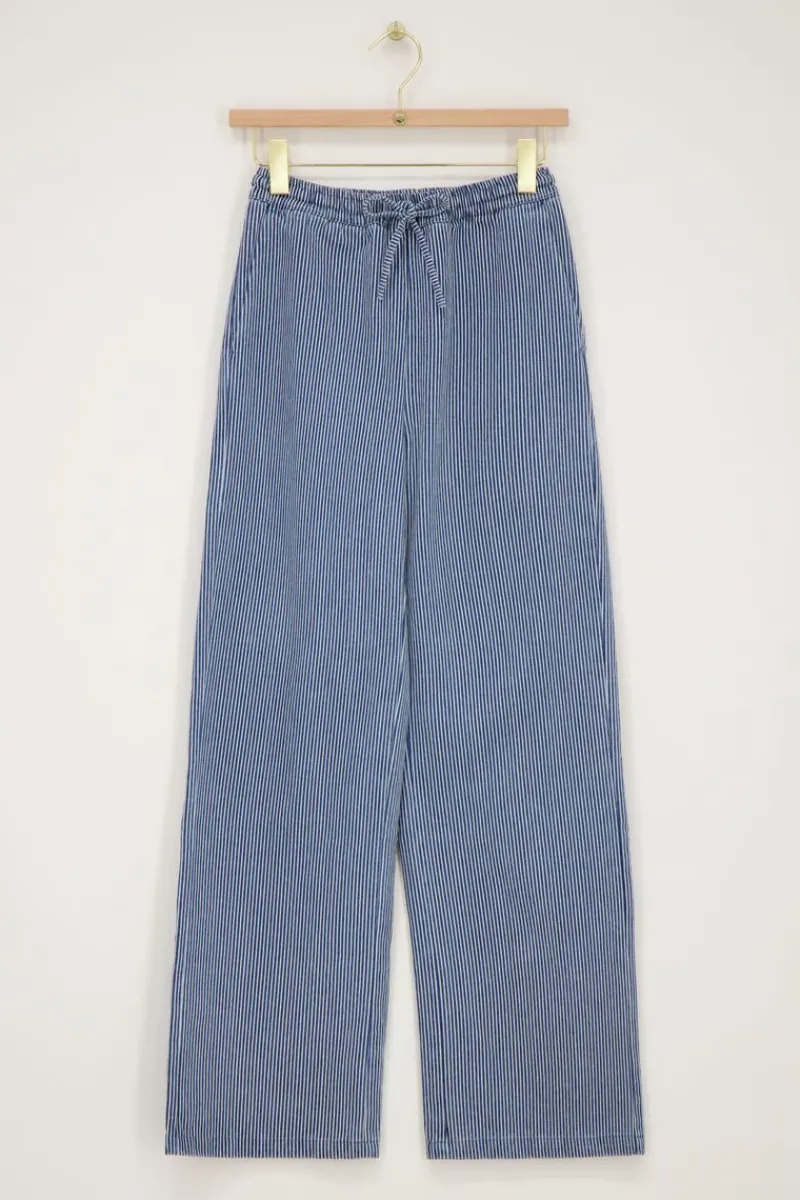 My Jewellery Pantalon Large à Rayures es Et Blanches Avec Ceinture élastique Bleu Sale