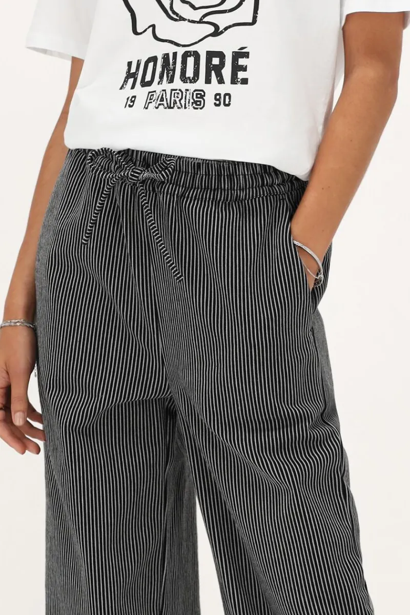 My Jewellery Pantalon Large à Rayures es Et Blanches Avec Ceinture élastique Noir Discount