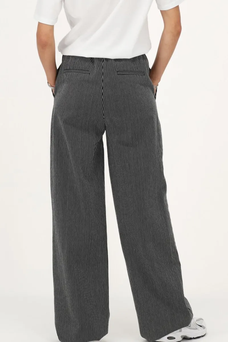My Jewellery Pantalon Large à Rayures es Et Blanches Avec Ceinture élastique Noir Discount