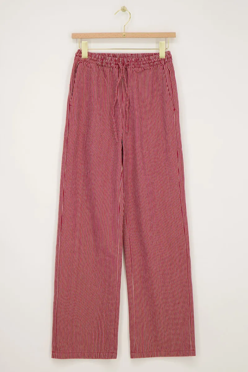 My Jewellery Pantalon Large à Rayures s Et Blanches Avec Ceinture élastique Rouge Clearance