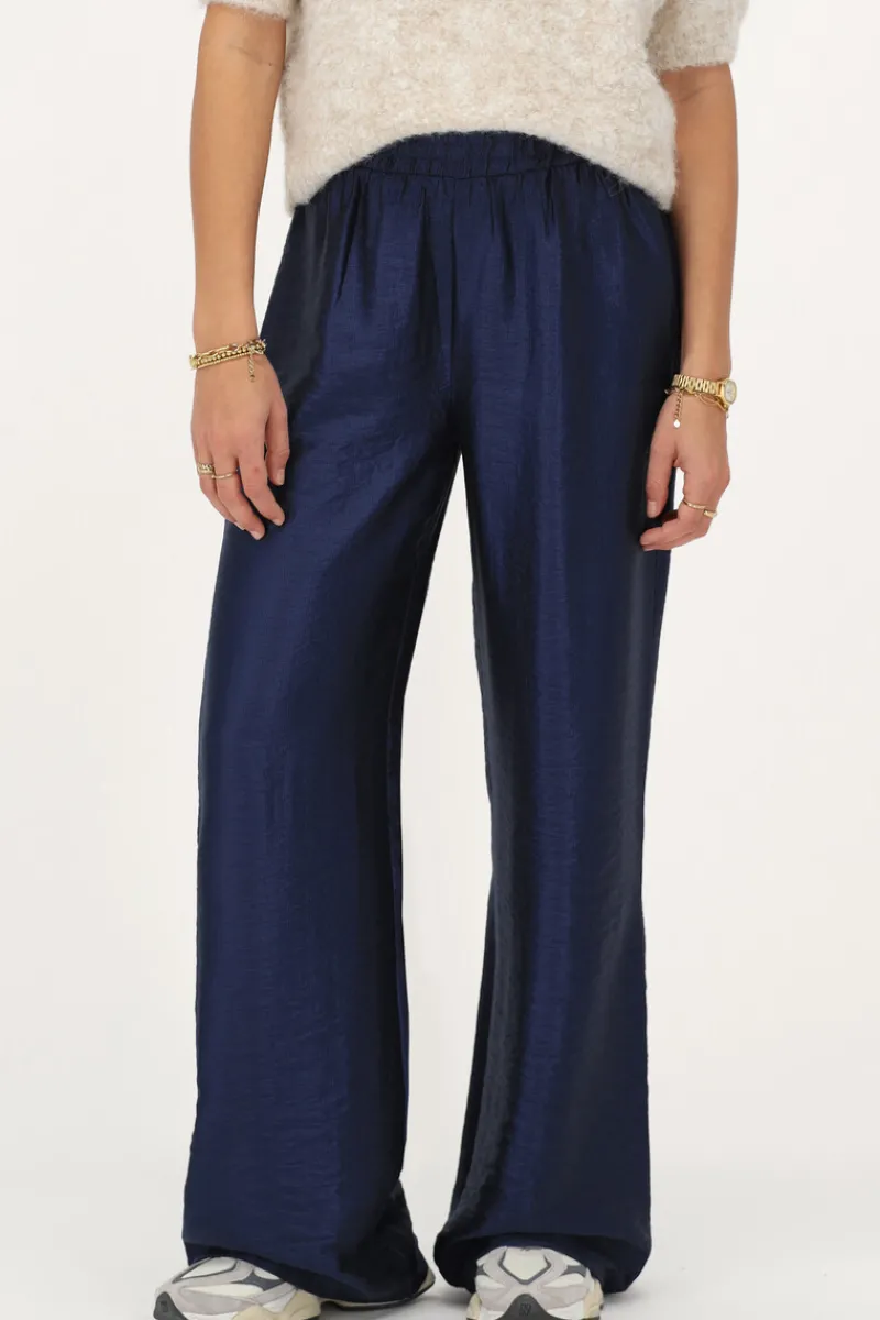 My Jewellery Pantalon Large à Taille élastique Bleu foncé Clearance