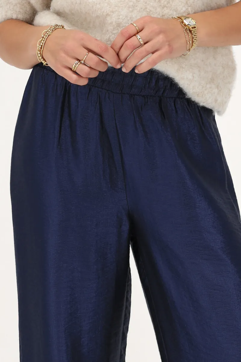 My Jewellery Pantalon Large à Taille élastique Bleu foncé Clearance