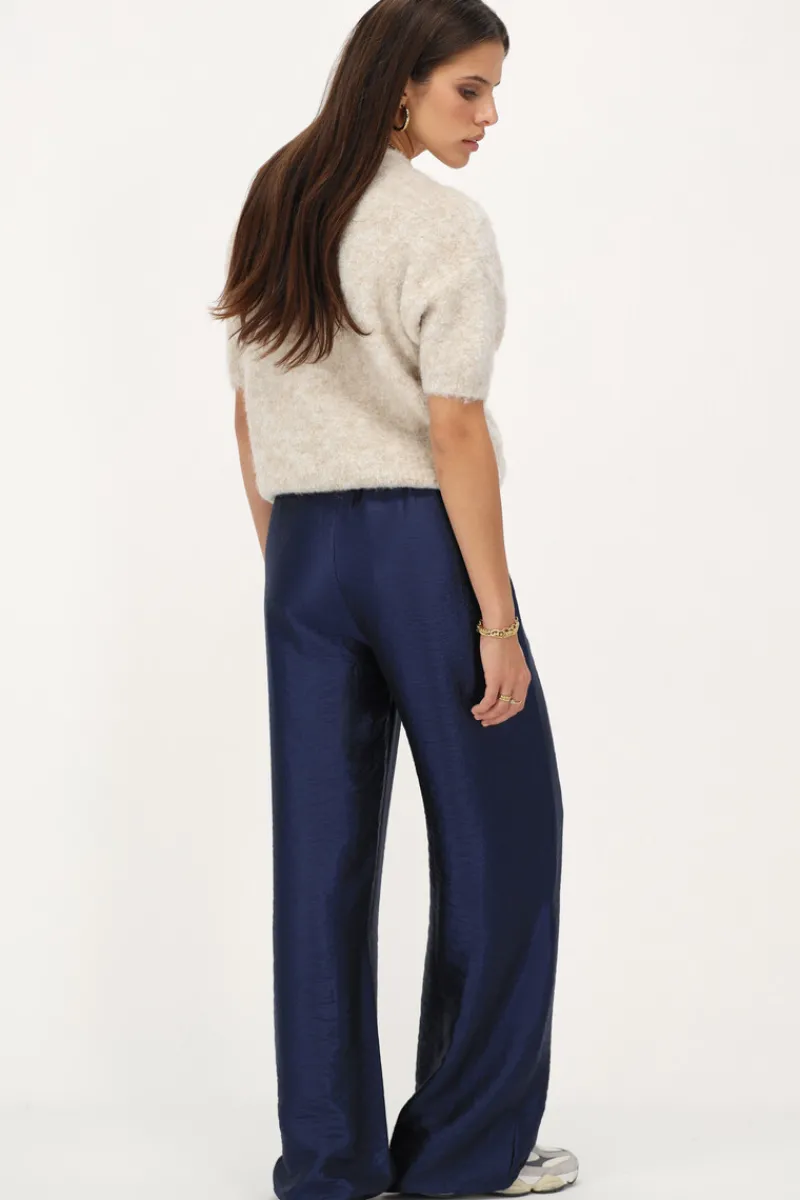 My Jewellery Pantalon Large à Taille élastique Bleu foncé Clearance