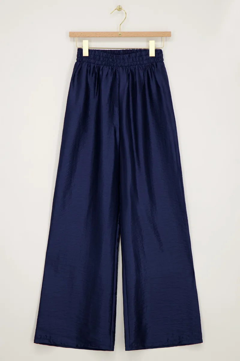 My Jewellery Pantalon Large à Taille élastique Bleu foncé Clearance