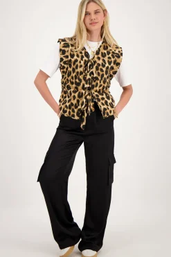 My Jewellery Pantalon Large Cargo Effet Satin Noir Clearance