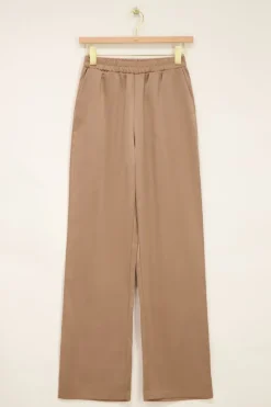 My Jewellery Pantalon Large En Satin Avec Ceinture élastiquée Beige New