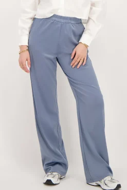 My Jewellery Pantalon Large En Satin Avec Ceinture élastiquée Bleu Sale