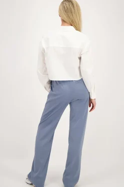My Jewellery Pantalon Large En Satin Avec Ceinture élastiquée Bleu Sale