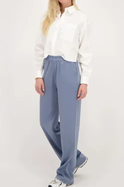My Jewellery Pantalon Large En Satin Avec Ceinture élastiquée Bleu Sale