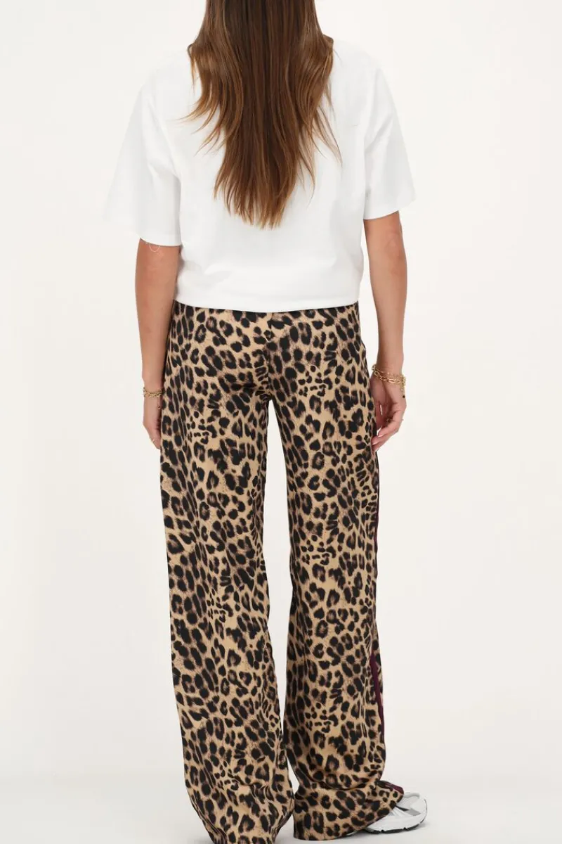 My Jewellery Pantalon Large En Satin Imprimé Léopard Avec Ruban Violet Marron Online