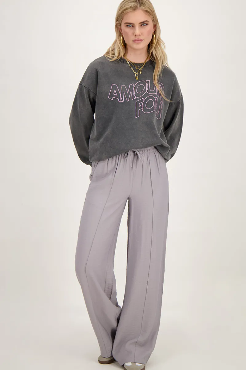 My Jewellery Pantalon Large Avec Ceinture élastique Gris Clearance