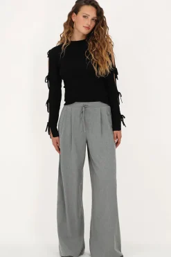 My Jewellery Pantalon Large Gris Avec Noeud Online