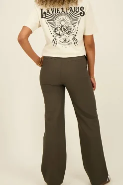 My Jewellery Pantalon Large Kaki Vert foncé New