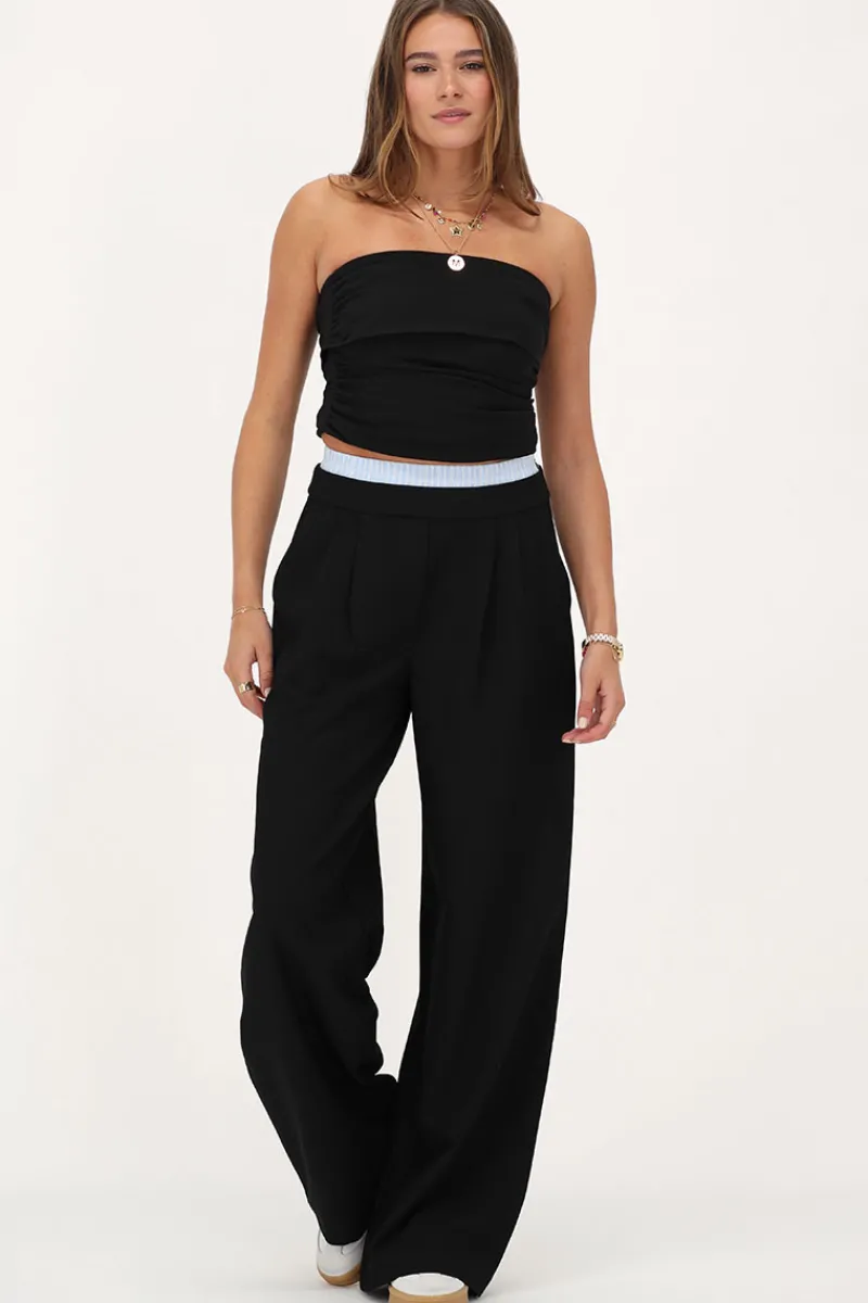 My Jewellery Pantalon Large Noir à Taille Boxer Sale