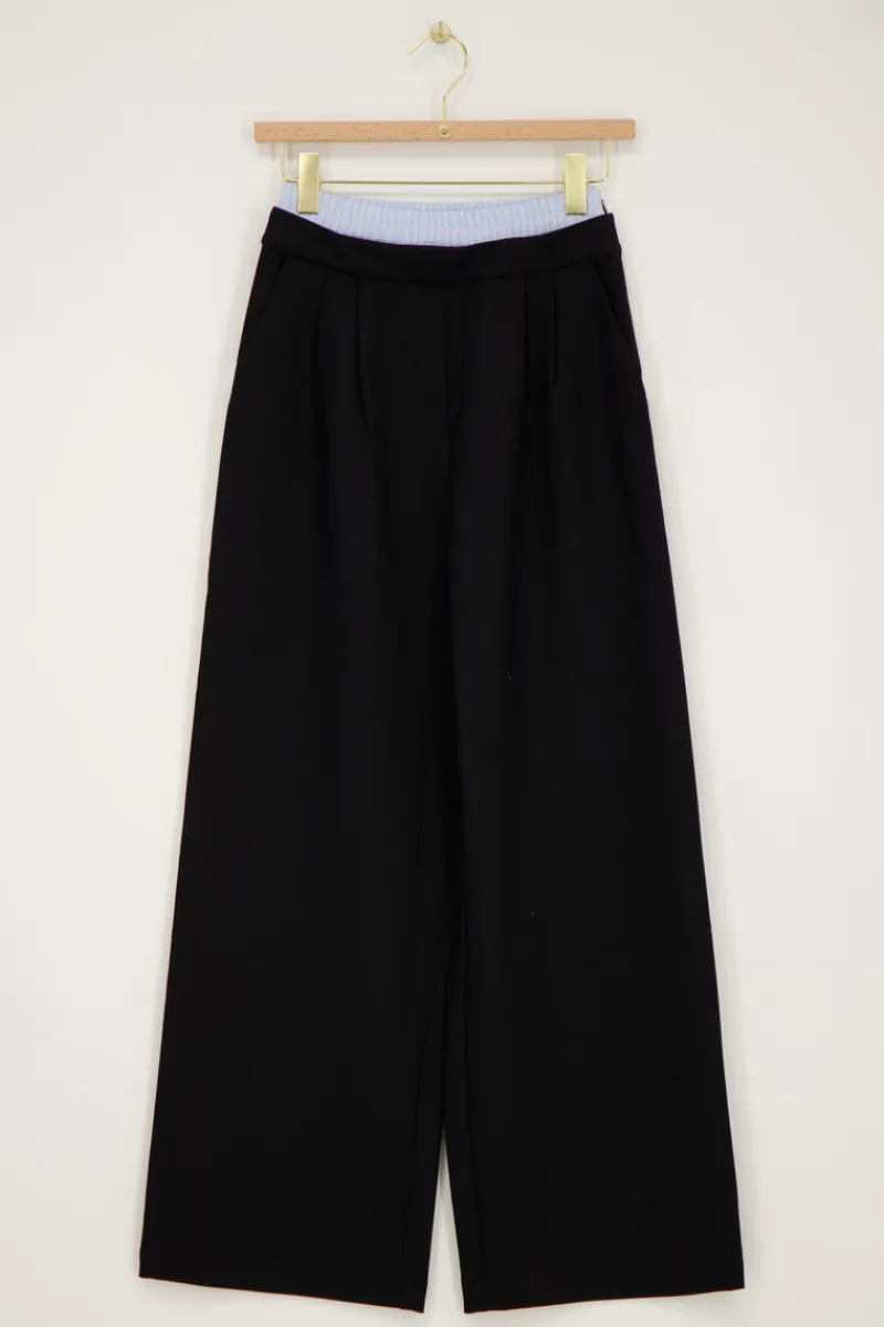 My Jewellery Pantalon Large Noir à Taille Boxer Sale