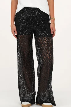 My Jewellery Pantalon Large Noir Avec Paillettes Discount