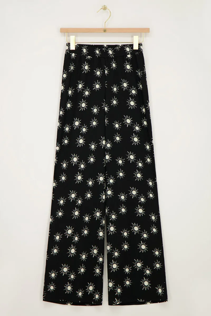 My Jewellery Pantalon Noir Crinkle Avec Imprimé Soleil Sale