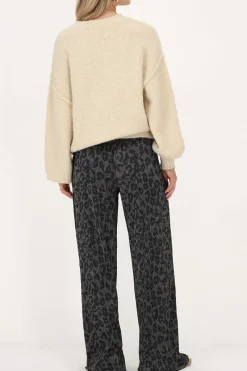 My Jewellery Pantalon Plissé Avec Imprimé Léopard Et Lurex Clearance