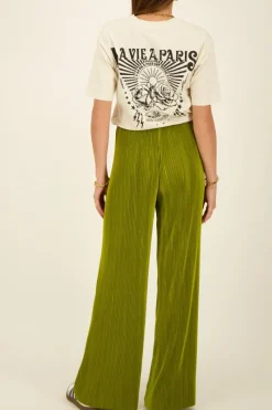 My Jewellery Pantalon Plissé Vert New