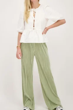 My Jewellery Pantalon Plissé Clair Avec Ceinture élastique Vert Sale