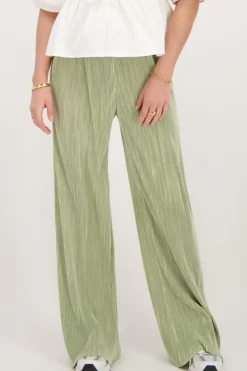 My Jewellery Pantalon Plissé Clair Avec Ceinture élastique Vert Sale