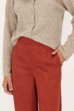 My Jewellery Pantalon Rouge Aspect Satiné Jaquard Discount