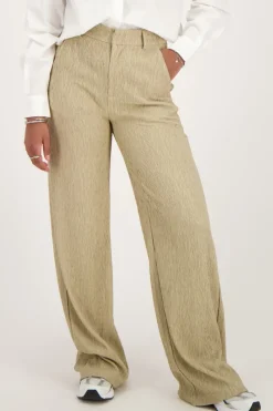 My Jewellery Pantalon évasé Côtelé Beige Discount